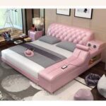 Smart Ultra Modern Luxury Bed With couch Color Pink