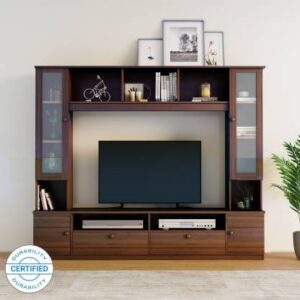 Wood TV Entertainment Unit  (Finish Color - Latin Walnut, Knock Down)