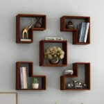Furniture Cafe Wooden Floating Wall Mounted Shelves (5 Pieces)
