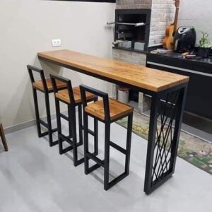 Solid Wood 3 Seater Dining Table With Set Of Chairs