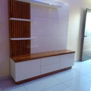 Tv Unit with Drawers & Cabinets And 3D light Design By ADSCART
