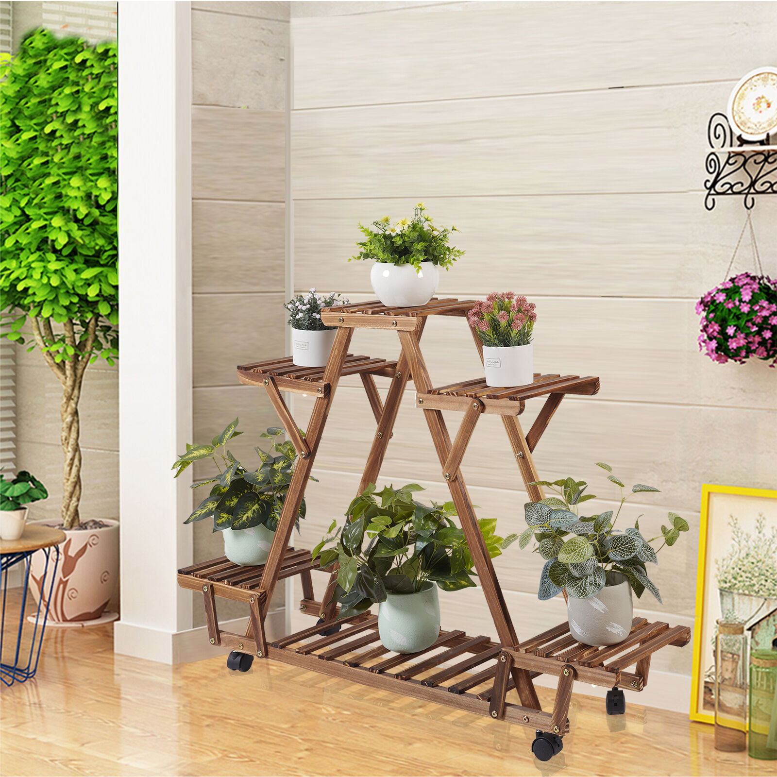ADS CART 3tier A Frame Flower Pot Holder Shelf Corner Plant Display Shelves for Balcony