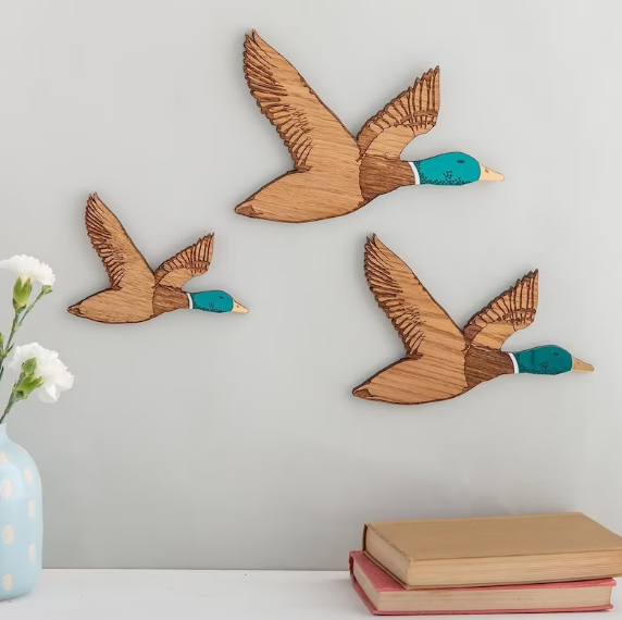 Ads Cart 3 Pcs Wooden Wall Decoration Creative Flying Ducks Shape