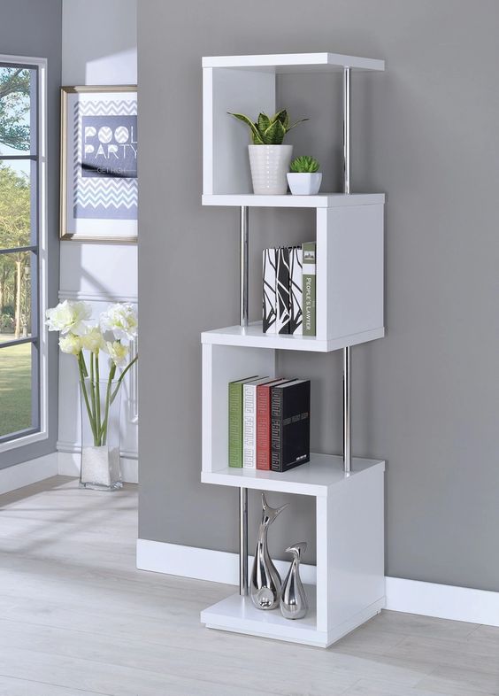 ADS CART Modern White Four-tier Bookcase