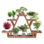ADS CART Wood Plant Stand Triangular Plant Shelf Multi Tier Flower Display
