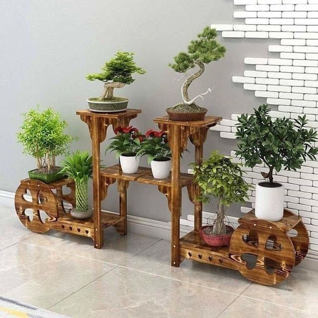ADS CART Teak Wood Multipurpose Plant