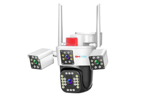 Smars 3 Lens 6K Full HD Tripple View WiFi PTZ IP Camera for outdoor Security with Al Auto Tracking Live Monitoring Feature (Support 5G Wifi Network)