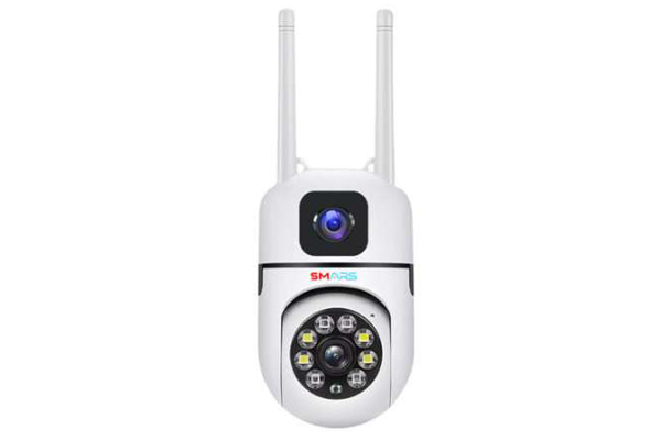 Smars Mini Dual Lens Screen 2in1 PTZ 2+2MP Full HD Resolution WiFi Wireless Indoor Camera Color Night Vision|Two Way Talk Motion Detection|360° View Human Detection