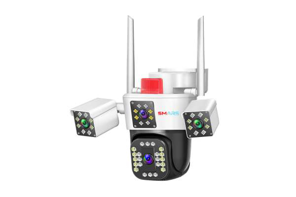Smars 3 Lens 6K Full HD Tripple View WiFi PTZ IP Camera for outdoor Security with Al Auto Tracking Live Monitoring Feature (Support 5G Wifi Network)