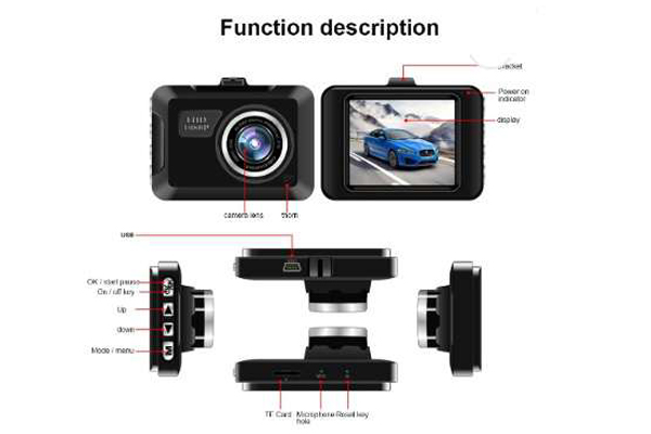 Smars Car Dash Cam DVR Recorder with 2.2" Screen FHD 1080P Auto Loop Recording