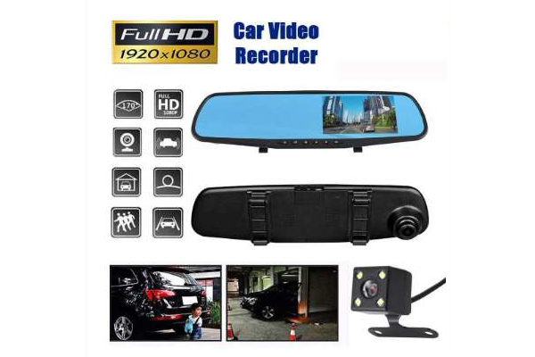 Smars® 4.3" HD Dual Lens Car DVR Dash Cam Front and Rear Mirror Camera Video Recorder auto Camera for Car Dashboard Blackbox DVR