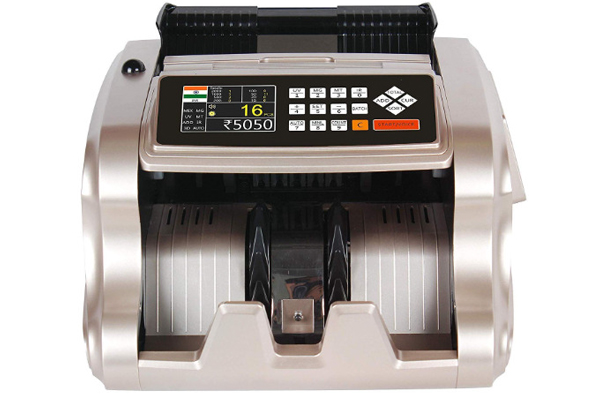 Smars® Mix Note Currency Counting Machine Cash Counter with Fake Note Detection MG UV IR MT DD 3D Colour Detection CDS Main Display Colour TFT with dust Cover for INR USD EUR