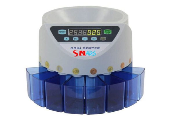 Smars Electronic Coin Counter Sorter Indian Rupees 300 Coins Digital Auto Counting Machine Preset/Total Money Display/Fault Self Check, for Shop Bank Restaurant