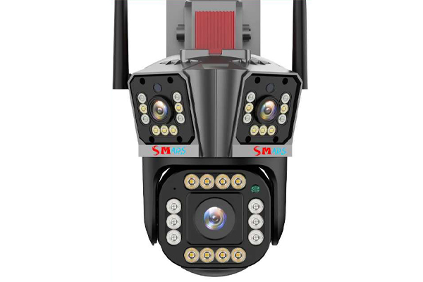 SMARS 4G SIM 3 Lens 5MP PTZ Camera 5K Full HD Color Night Vision Outdoor Wireless CCTV Security Camera with Al Auto Tracking Live Monitoring Feature